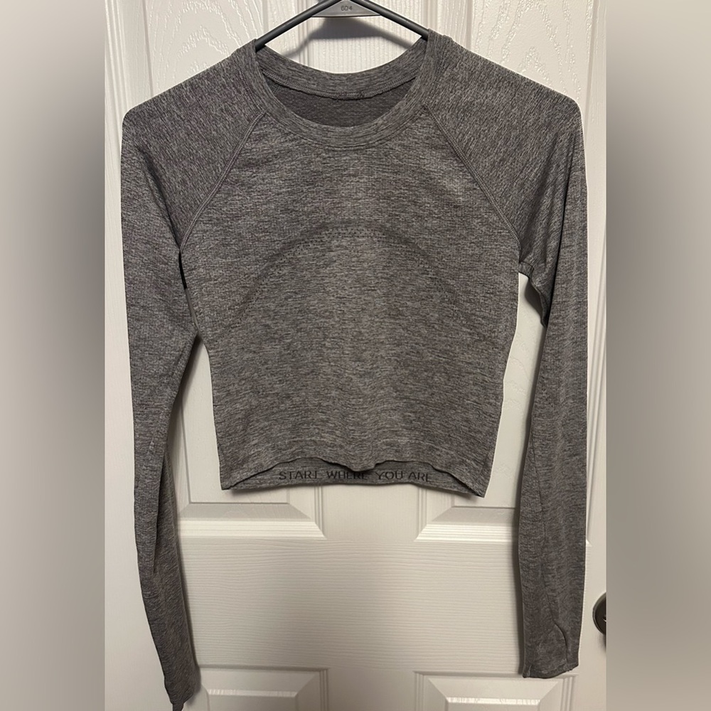 lululemon athletica Heather Gray Cropped Hoodie